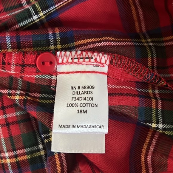 Edgehill Collection Short Sleeve Smocked Holiday Plaid Dress - Picture 6 of 8